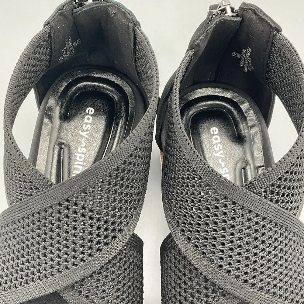 Easy Spirit Women’s Wander Strap Wedge Sandals Black Size 9.5M